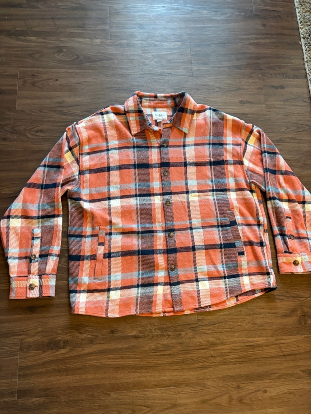 Goodfellow & Co Orange and Navy Plaid Shirt Jacket